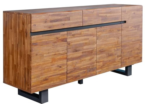 Riess Ambiente Massives Sideboard Genesis - 170cm - braun geflammt - Akazienholz Metall Industrial Design Massivholz Kommode