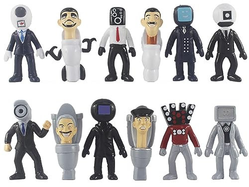 Tongyundacheng Toilet Figures 12Pcs Collection PVC Action Figure Camera Man Speakerman Mini Model Doll Cake Decoration for Kids Birthday Gift, 7-10CM