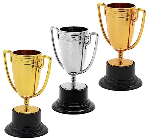 Zerodeko 3 Pz Giocattolo Trofeo Coppa Trofeo Regalo Feste Giochi Bimbe Premio Arredamento premiare i trofei Trofeo della Festa Piccolo Ornamenti Trofeo d'oro Decorare