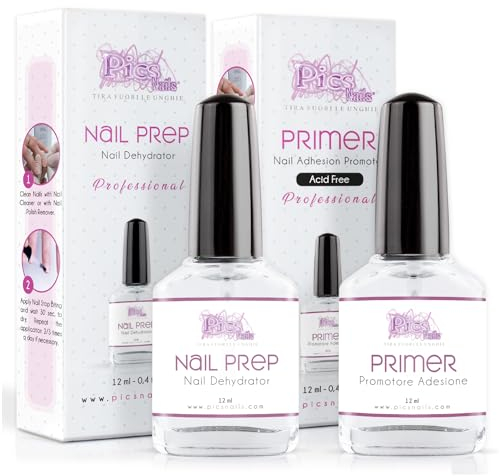 Nail Prep et Primer Onlges Gel uv 12ml - 2pz.- Primer NON ACIDE Promoteur d'adhérence et déshydratant ongles préparation pour Améliore l'adhérence et durée du gel ongles, vernis semi-permanents