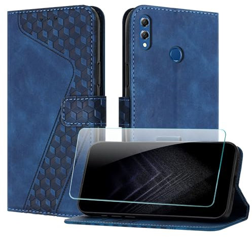 JayModCase Funda para Huawei Honor 8X / View 10 Lite / V10 Lite, PU Piel Flip Carcasa con [Honor View 10 Lite Protector de Pantalla] Cierre magnético Soporte Plegable Tarjetas y Cartera (Azul)