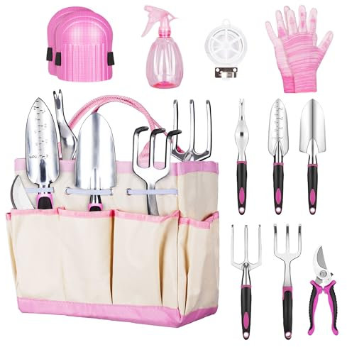 Green Haven 11-Piece Garden Tool Set with Storage Bag – Heavy Duty Stainless Steel Gardening Kit with Non-Slip Handles – Gifts for Gardeners, Ideal for Planting, Weeding, Pruning