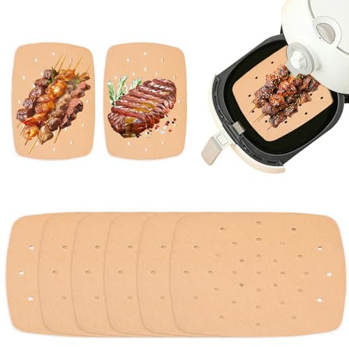 150 Pcs Heißluftfritteuse Backpapier,Airfryer Backpapier,Liners kompatibel mit Dual Double Stack und Anderen Dual Zone Air Fryer Antihaft Wasserdicht Ölfest Einwegschalen Luftfritteuse Liner