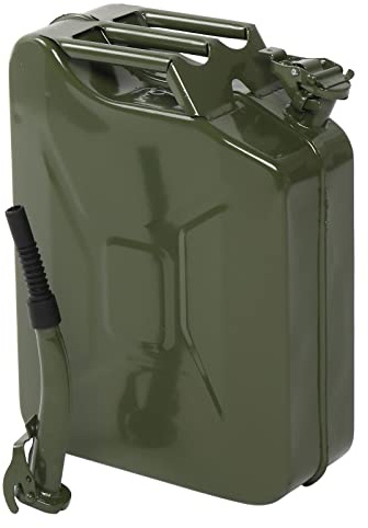 HOBBYZOO 20 Litre 5 Gallon Metal Gas Can Fuel Tank Can Petrol Diesel Storage Can Portable with Spout System, for Automobile Vehicle Off Road Emergency Supply, Green