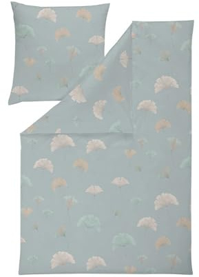 ESTELLA Mako Jersey Bettwäsche 135x200 Ginko Blätter eisblau 6575-614