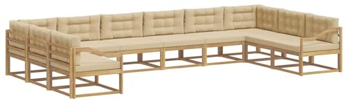 vidaXL Outdoor-Sofagarnitur mit Kissen 10 pcs Weiß und Beige, Moderner Garten-Sofa, strapazierfähige Lounge, Elegantes Patio-Sofa, Sitzplatz im Garten, Möbel für Poolbereich