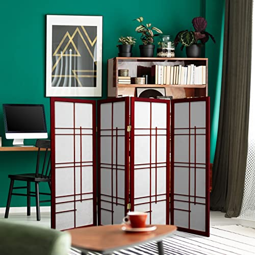 Oriental Furniture Eudes Shoji Paravent, 1,2 m, Rosenholz, 4 Paneele