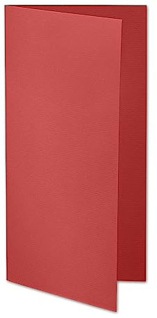 ARTOZ 50x DIN Lang Faltkarten - Rot (Rot) gerippt 210 x 105 mm Klappkarten - Blanko Doppelkarte mit 220 g/m² edle Egoutteur-Rippung