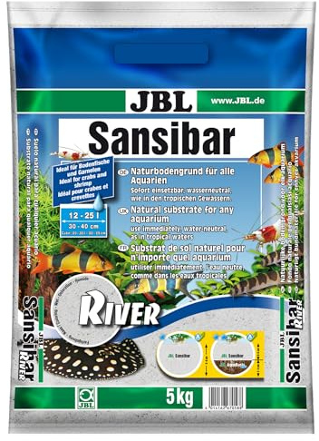 JBL Sansibar RIVER 5 kg, Light, fine substrate with black pebbles for freshwater and marine aquariums