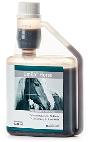 Alfavet Umijo Immun Horse, Immunstärkung für Pferde, Ergänzungsfuttermittel zuckerfrei, 500ml Dosierflasche