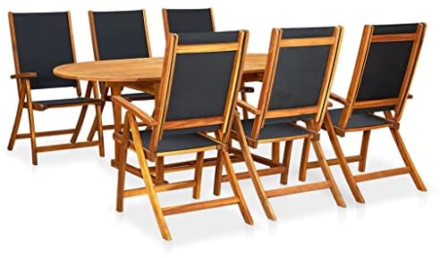 vidaXL Akazie Massiv Gartenmöbel 7-TLG. Sitzgruppe Gartengarnitur Gartenset