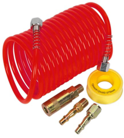 Sealey Ahk03 Air Hose Kit 5Mtr X ?5Mm Pu Coiled with Connectors