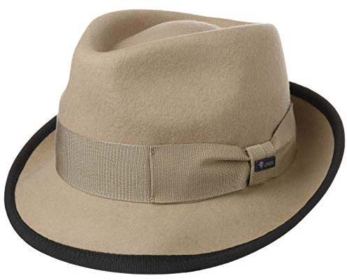 Lipodo Classic Wool Trilby Filzhut Damen Herren Wollhut Made in Italy Hut aus Wollfilz Trilbyhut Fedora Sommer Winter beige L (58-59 cm)