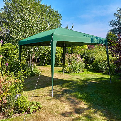 Home Source Pop Up Gazebo 3x3m Outdoor Garden Marquee Tent Waterproof Adjustable Height UV Protection Easy Up Green With Carry Bag