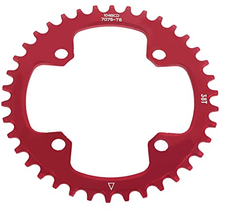 GOTOTOP Fahrrad-MTB-Kettenblatt, 32/34/36 / 38T BCD 104 Mountainbike-Stahl-Einzelne Kurbel-Kettenring-Reparatur-Teile (38T-Rot)