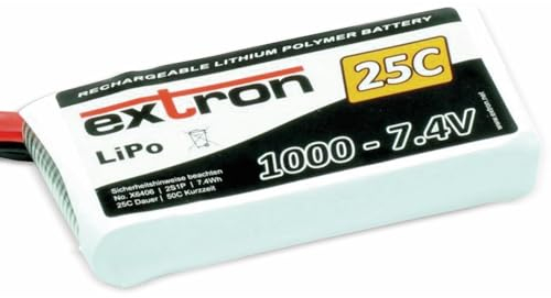 EXTRON Modellbau-Akkupack X2, LiPo, 7,4 V-/1000 mAh, 25C