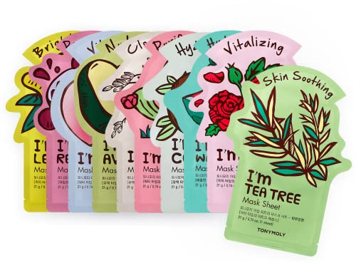 TONYMOLY I'm Real Sheet Mask Gift Set, Korean Face Mask Variety, 10 Pack