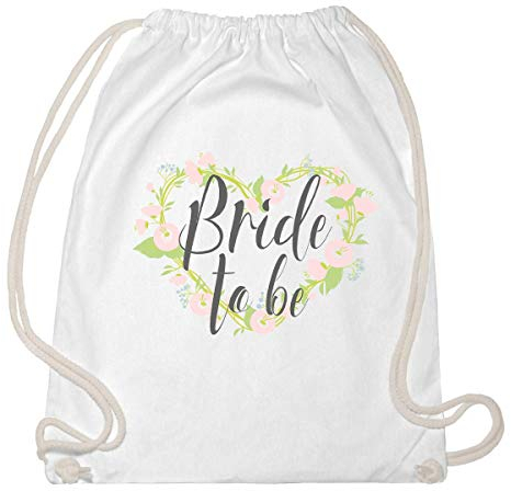 Shirtgeil Stoffbeutel JGA Junggesellinnenabschied Beutel Braut - Bride Rosenkranz Turnbeutel & Gym Bag One Size Weiß