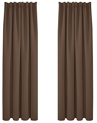 Deconovo Tende Oscuranti Camera da Letto 2 Pezzi, Termiche Isolanti, Tende Coprente e Moderne per Finestre Interni, 140x290 CM (Larghezza x Altezza), Marrone