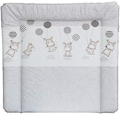Wickelauflage 77 x 73 cm, Wickelunterlage für 80 cm breiten Wickelaufsatz für Kommoden, z.B. von New Swedish Design oder Puckdaddy, schadstofffrei, abwaschbar HIPPO GRAU