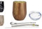 QUNUNOIRE-Set de Mate Argentino Taza Mate de Vaso Pared Doble de Acero Inoxidable, Dos Bombillas(Pajas) y Cepillo de Limpieza Incluido, Calabaza Yerba Mate Moderna Madera