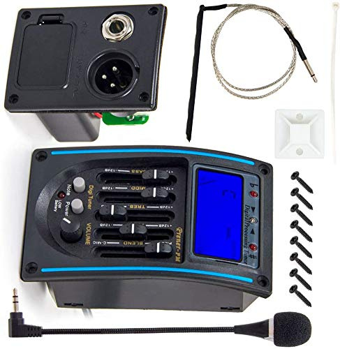Vorverstärker für Akustikgitarre mit 5 Bändern, Equalizer, Piezo-Tonabnehmer, Verstärker, LCD-Mikrofon, 1 Set