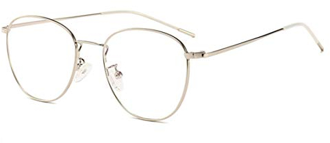 Flydo Damen Blaulichtfilter Brille Ohne Stärke Anti-Müdigkeit UV-Schutz Computerbrille Retro Rund Metallgestell Brillenfassung Blue Light Blocking Glasses