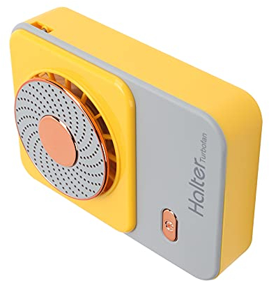 Zerodis Tragbare Lüfter, Wiederaufladbarer USB-Mini-Lüfter ohne Klingen Handheld-Hängelecklüfter 3-fach Verstellbarer Elektrischer Lüfter für Den Außenbereich Travel Camping Office Heimgebrauch(Gelb)