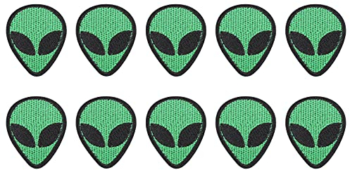 10 Stück Alien Head Bestickte Patch Stoff Applique Stoff Aufkleber DIY Zubehör Kleidung Jeans Schuhe Taschen