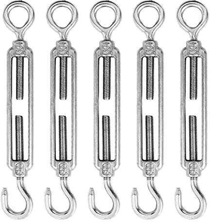 suiwotin Lot de 5 tendeurs M6 en acier inoxydable 304 avec crochet et œillet pour câble métallique