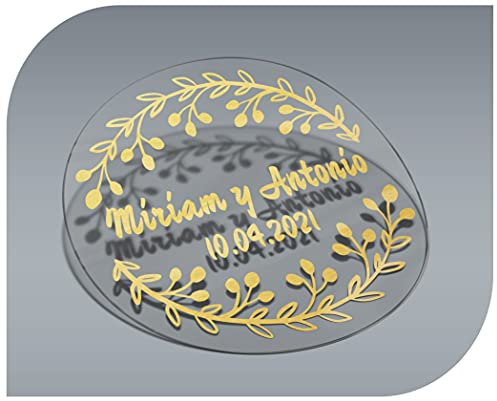 Adesivi trasparenti personalizzabili, etichette adesive per inviti, matrimoni, battesimi, fidanzamenti, compleanni, feste, Natale, timbri, vintage (modello 2)