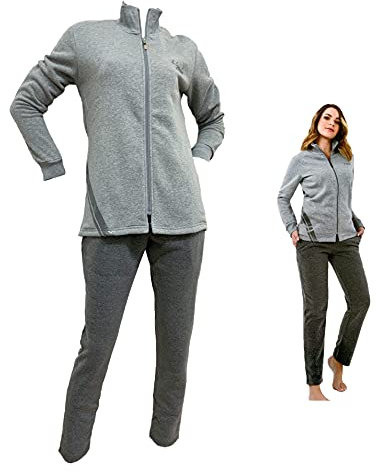 Il Granchio Tuta Donna in Felpa di Cotone Invernale, Vari Modelli, Sportiva, Garzata (6001 Grigio Melange, L)