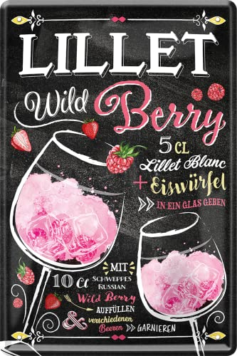 Blechschild ''Lillet Wild Berry'' 20x30cm Geschenk Lustige Sprüche Feier Vintage Retro Geburtstag Deko Party Überraschung Fan Alkohol Cocktail Likör Sekt Getränk Party
