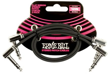 Ernie Ball 12 Flat Ribbon Stereo Patch Cable 2-Pack - Black