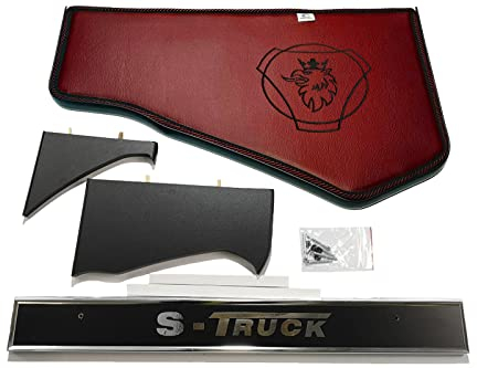 Kram-Truck Armaturenbrett-Ablage, Glatte, bestickte Abdeckung, LKW-Cockpit, TV-Rack, kompatibel mit Scania S/R ab 2017, 10 mm Schaumstoff, Kunstleder, beständig, Kastanienbraun