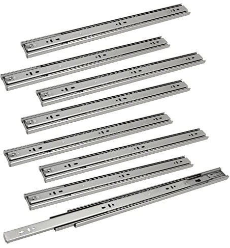Jopassy Schubladenschienen 35CM, 45 kg Tragkraft Vollauszüge mit Kugelführungen 4 Paar (8 Stück), Schubladenauszug, Starken Verzinkt Stahl schubladenführungen, Ausgezogen Länge 700mm