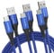 USB Typ C Kabel, [1M+1M+2M] QC 3.0 Schnelllade USB A zu C Kabel, Nylon geflochtenes C Kabel für Samsung Galaxy S21 S20 S10 Plus Note 10 LG Google Pixel Moto etc (Blau)