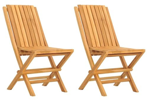 Heofavd 2 Klappbare Gartenstühle Massivholz Teak 47x47x89 cm Lattenrost Design Robuste Outdoor Sessel Balkon Terrassenstühle für Garten Balkon und Camping