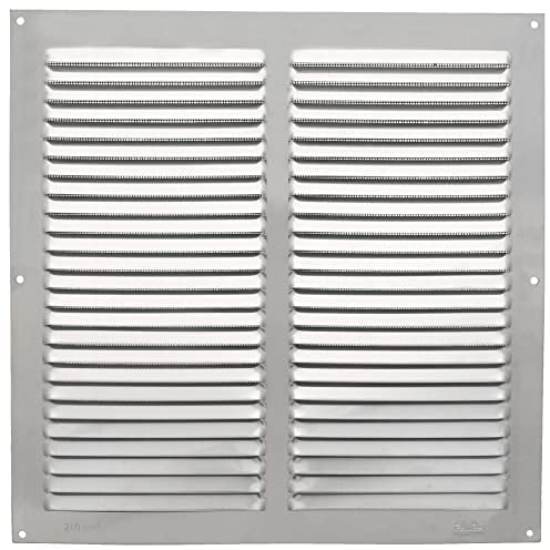 Amig - Griglia Quadrata in Alluminio con Zanzariera | Griglie di Ventilazione per Uscita d'Aria | Ideale per il Soffitto della Cucina e del Bagno | Misure 300 x 300 mm | Colore Argento