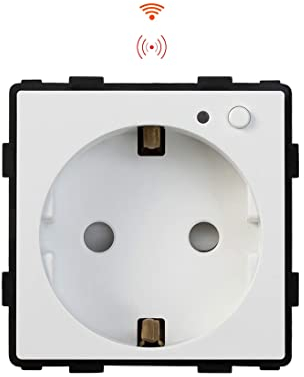 Luxus-Time Wippschalter Lichtschalter Steckdosen Glas Rahmen Unterputzdose UP Schuko Wipp Wandschalter Einbau Kippschalter Weiß (Modul: WiFi+Funk Steckdose)