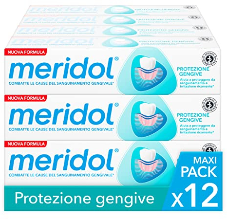 meridol Zahnpasta Zahnfleischschutz, 12 Packungen à 75 ml, bekämpft Blutungen und Zahnfleischentzündungen *schützt vor Rückfällen *| Doppelwirkende Formel|antibakterielle Wirkung*