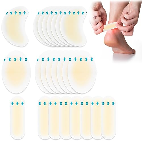 Bohoray 24 Piezas Tiritas Ampollas,Compit Ampollas Pies,Ampollas Pies,Rozaduras Pies,Apósitos Ampollas,Gel Cuidado de Pies,Parche Hidrocoloide Prevención De Ampollas En Pies,Dedos y Talones