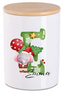 minimutz Plätzchendose Weihnachten Kinder mit Namen | Personalisierte Keksdose Keramik mit Deckel | Vorratsdose Vorratsglas Weihnachten Nikolaus M (14x10x10cm)