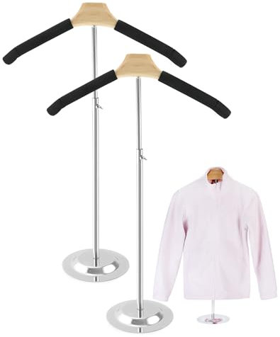 QWORK Verstellbarer Metallständer für T-Shirts, 2 Stück, Schaumstoff und Draht, Kleiderbügel, 40,6 cm bis 71,1 cm, für Mäntel, Kleidung, Einzelhandel, Handwerksshows