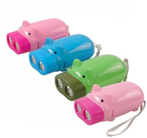 Homoyoyo 4 Stück Taschenlampe Outdoor-spielspielzeug Für Kinder Kind Taschenlampe Kleine Taschenlampen Schweineförmige Kurbel-taschenlampe Lampe Draussen Plastik