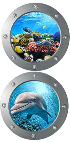 Homoyoyo 2St Wandaufkleber 3D-Delfin-Poster Wandtattoos Meer aufkleber kinder Hintergrund Wandtattoos -Schlafzimmer-Dekor dreidimensional Applikationen Spiegel schmücken PVC