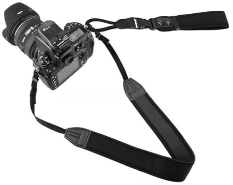 DSLR Camera Neck Strap, Soft Neoprene Shoulder Belt with Quick Release Wrist/Hand Grip Adjustable Carrying Lanyard for Canon EOS 5D 6D M50 Mark II, Rebel, for Nikon D7500 DX-Format Digital SLR, Black,