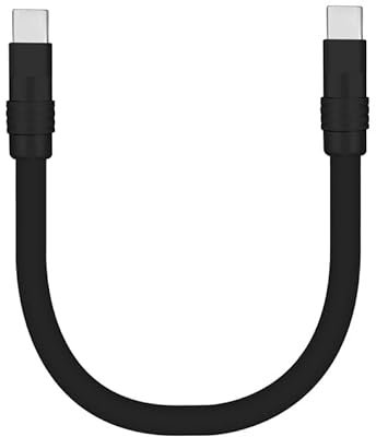chubbycable Color Block Chubby Power Bank Friendly Cable Short USB C Cable Ultra-Thick Silicone Fast Charging Cord for Phone Computer Tablet, Black, Type-C to Type-C, 0.32FT