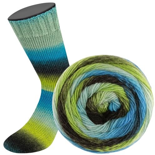 LANA GROSSA Meilenweit Color Mix | Merino-Dochtgarn mit Farbverlauf für Socken, waschfest | Handstrickgarn aus 75% Schurwolle & 25% Polyamid | 100g Wolle zum Stricken & Häkeln | 400m Garn FB8015