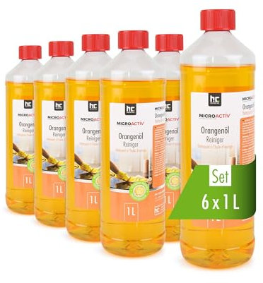 MICROACTIV Orangenöl Reiniger Konzentrat 6 x 1L - Allzweckreiniger & Fettlöser mit frischem Orangenduft – Universalreiniger Made in Germany